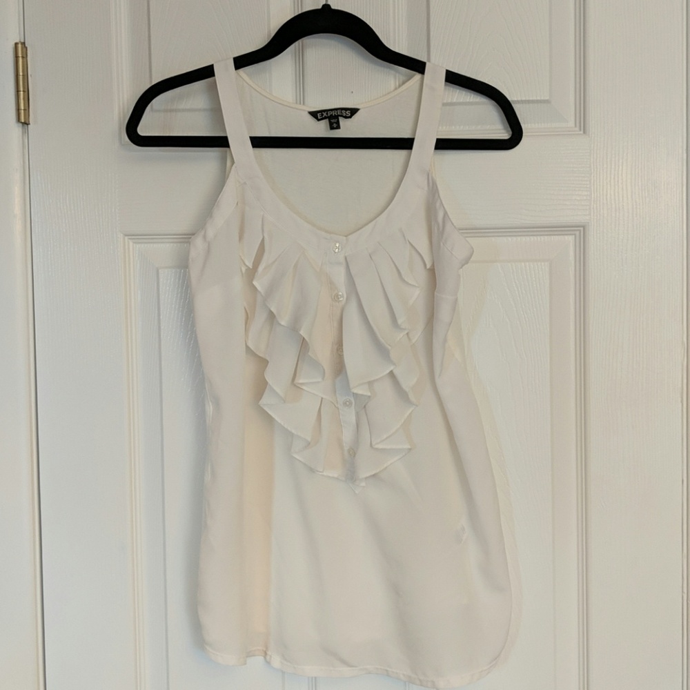 Express Cream Ruffle Tank Top
